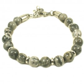 Men's handcuff with stones in gray color  KBRSTS