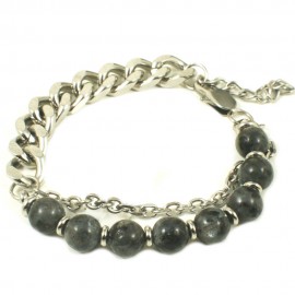 Men's handcuff with stones in gray color  KBRSTS 6