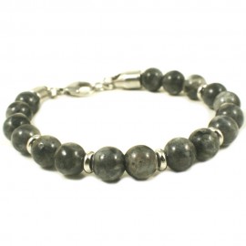Men's handcuff with graphite colored stones  KBRSTS 11