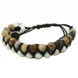 Men's bracelet with stones in white and earthy colors  BRST271