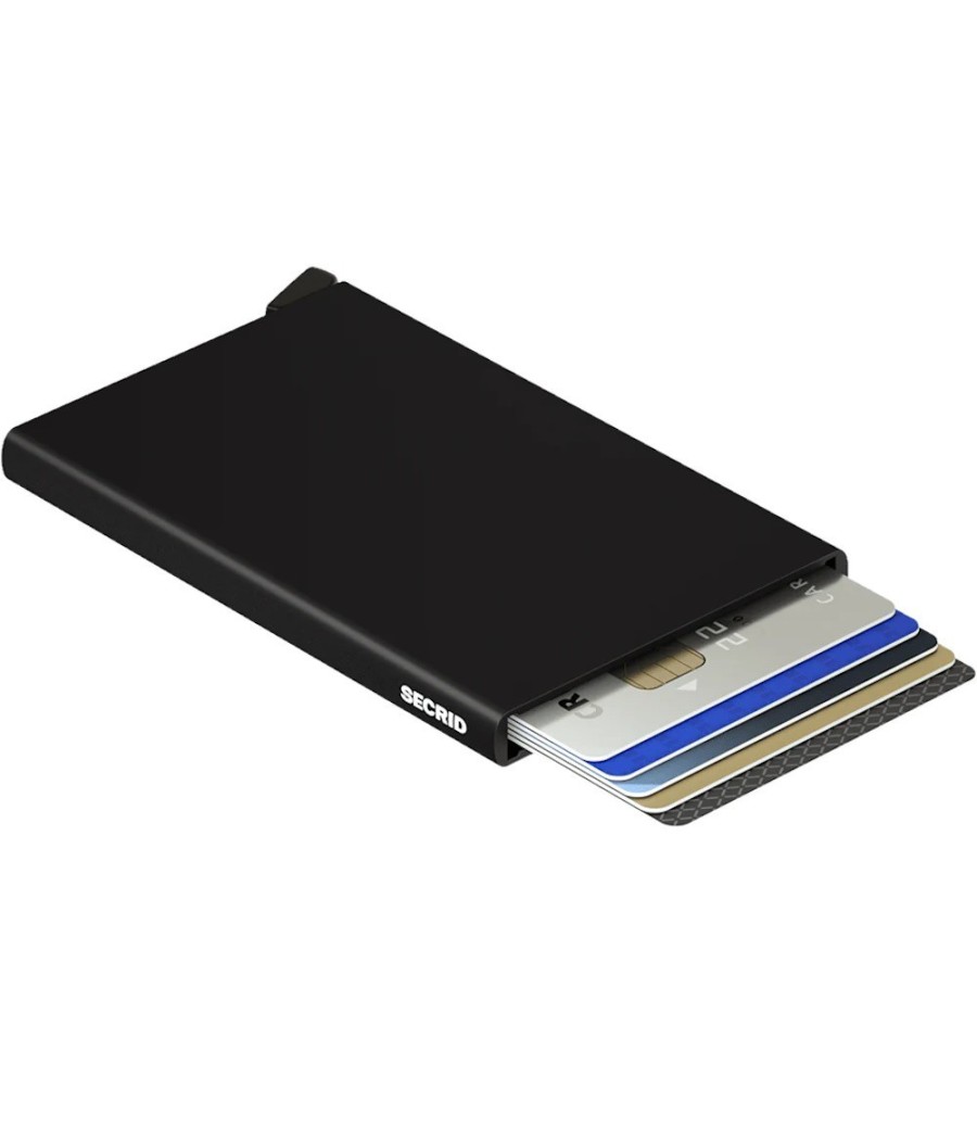 Secrid Cardprotector Black με ανάδυση καρτών και προστασία RFID σε μαύρο αλουμίνιο