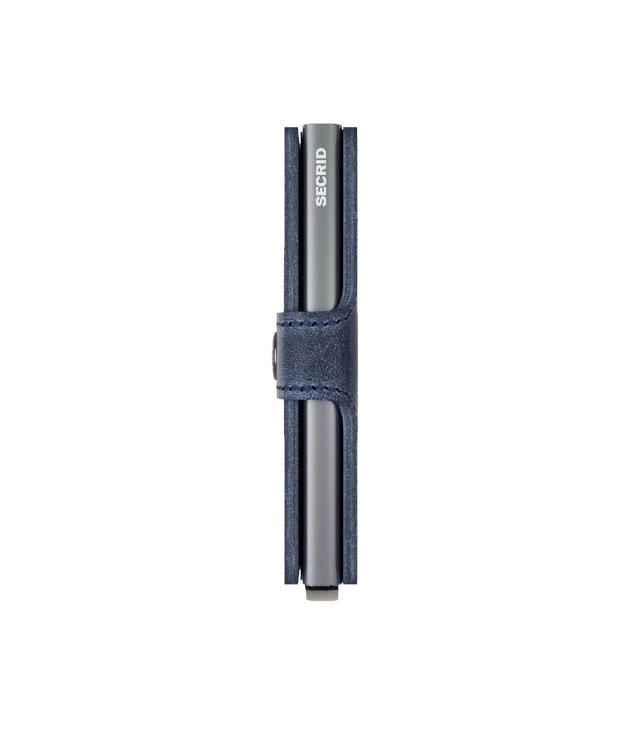 Secrid Miniwallet Vintage Blue με μπλε vintage δέρμα, ασημί Cardprotector και RFID προστασία