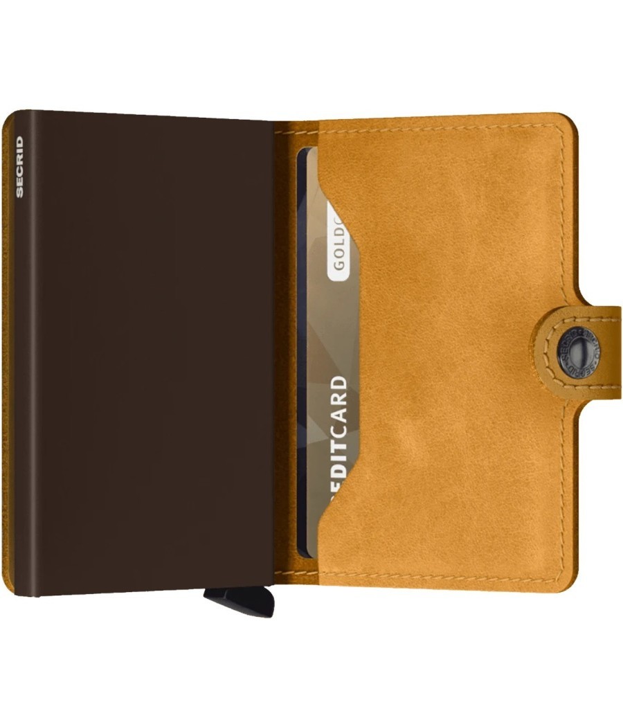 Secrid Miniwallet Vintage Ochre με έντονο δέρμα ώχρας, Cardprotector και RFID προστασία