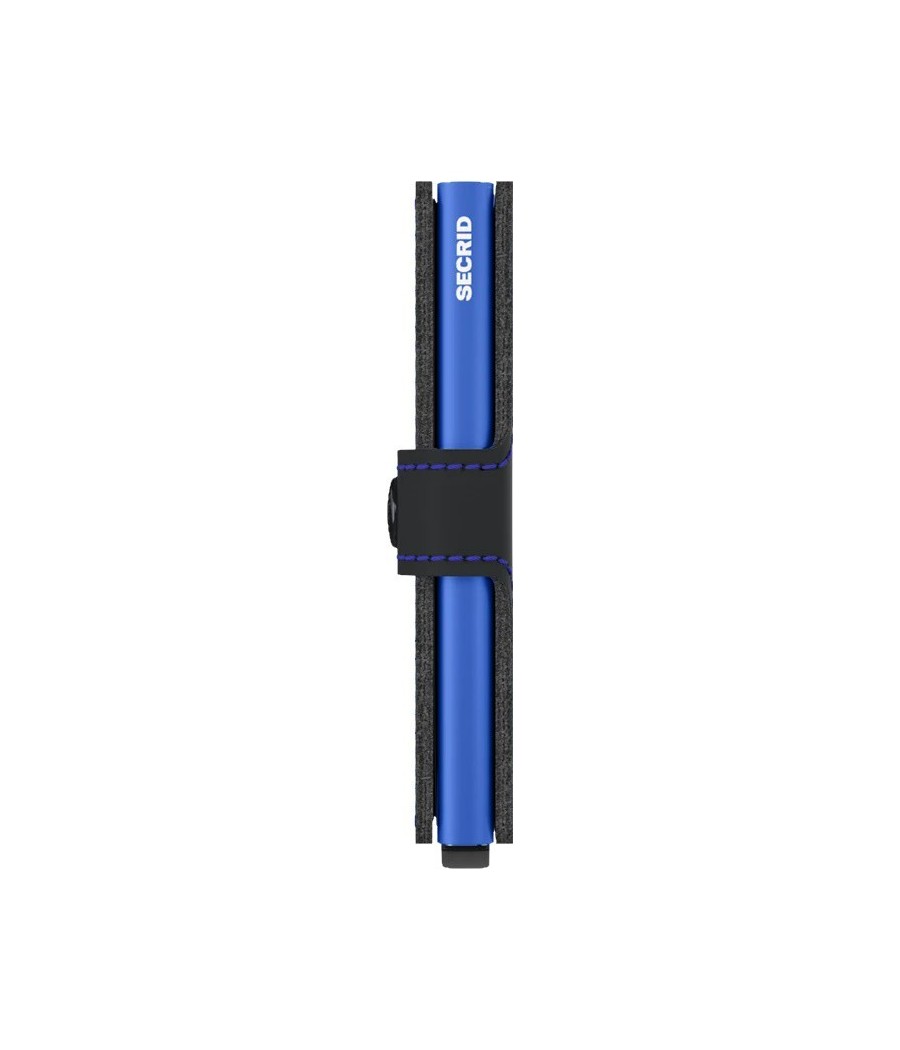 Secrid Miniwallet Matte Black & Blue με μπλε cardprotector και μαύρο ματ δέρμα