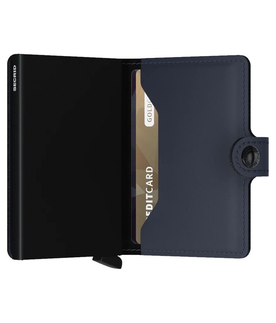 Secrid Miniwallet Matte Nightblue με ματ μπλε δέρμα, μαύρο Cardprotector και RFID προστασία