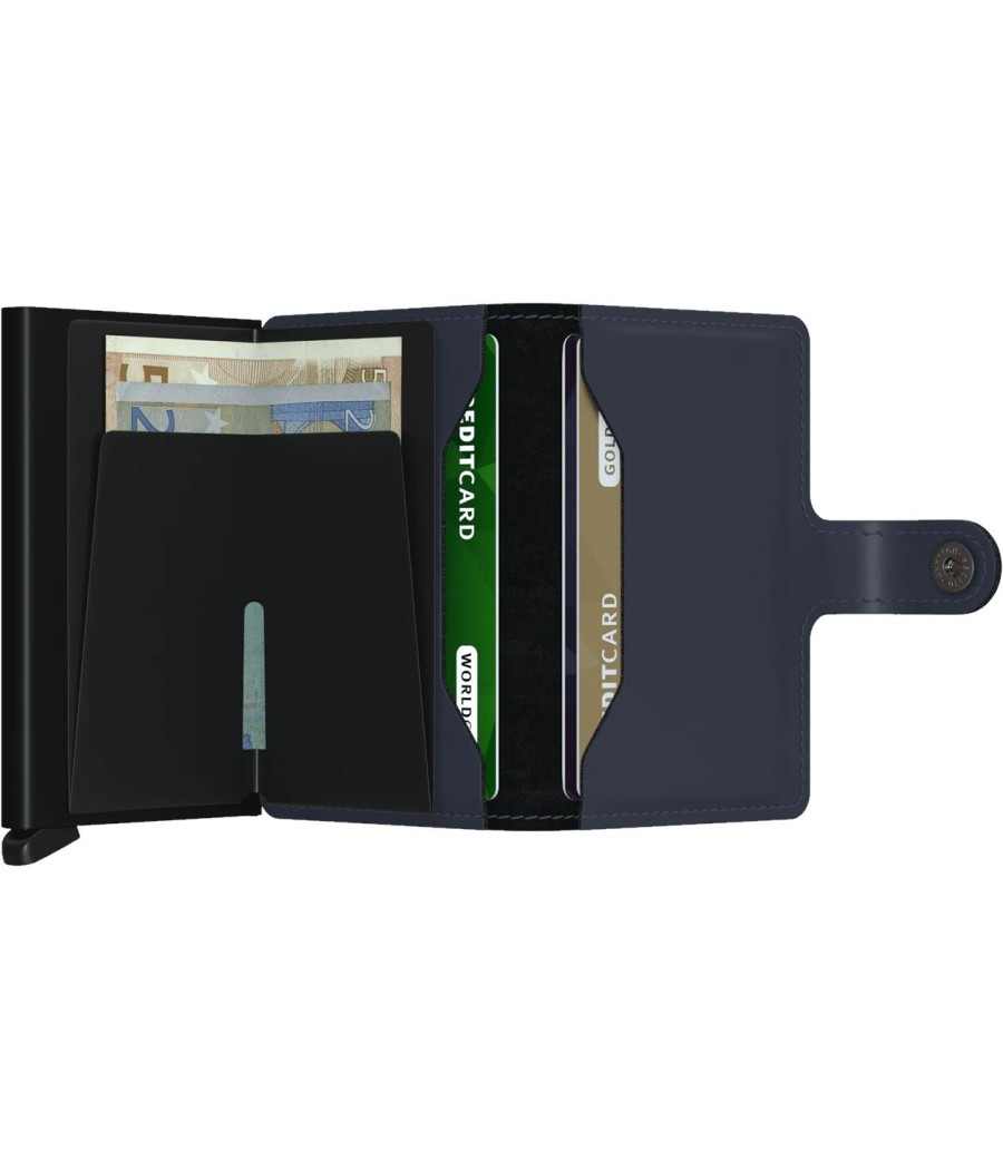 Secrid Miniwallet Matte Nightblue με ματ μπλε δέρμα, μαύρο Cardprotector και RFID προστασία