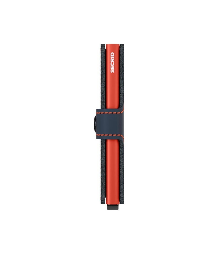 Secrid Miniwallet Matte Nightblue & Orange with matte leather, orange Cardprotector, and RFID-blocking technology