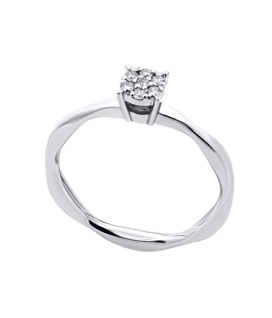 18K white gold engagement ring with diamonds 0.10ct
