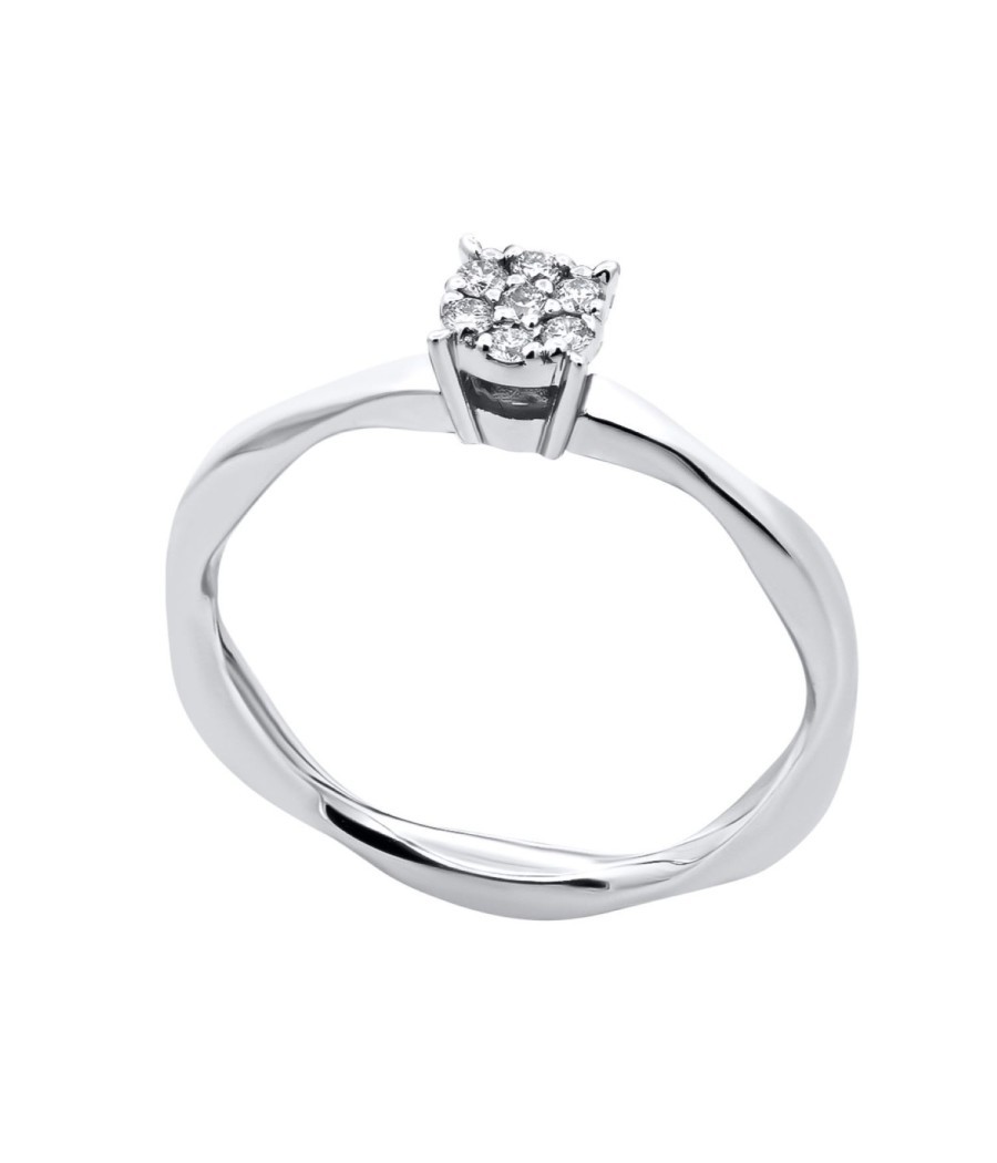 18K white gold engagement ring with diamonds 0.10ct