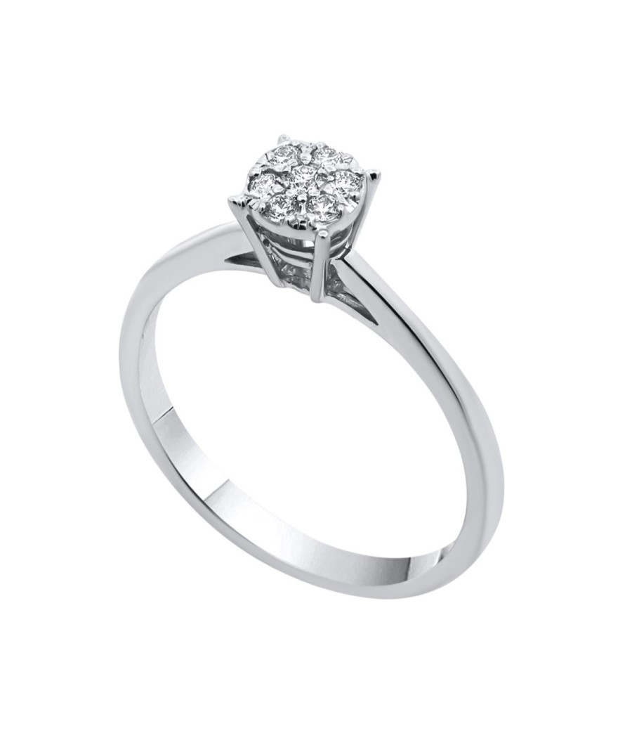 18K White Gold Engagement Ring with Diamonds 0.10ct   5033