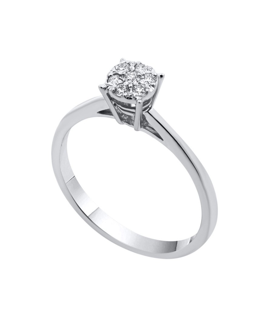 18K white gold engagement ring with 7 diamonds 0.10ct