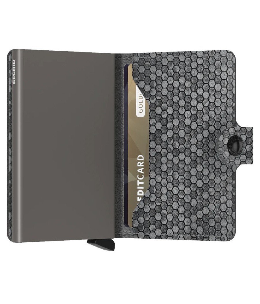 Secrid Miniwallet Hexagon Grey με εξαγωνική υφή, γκρι Cardprotector και RFID προστασία