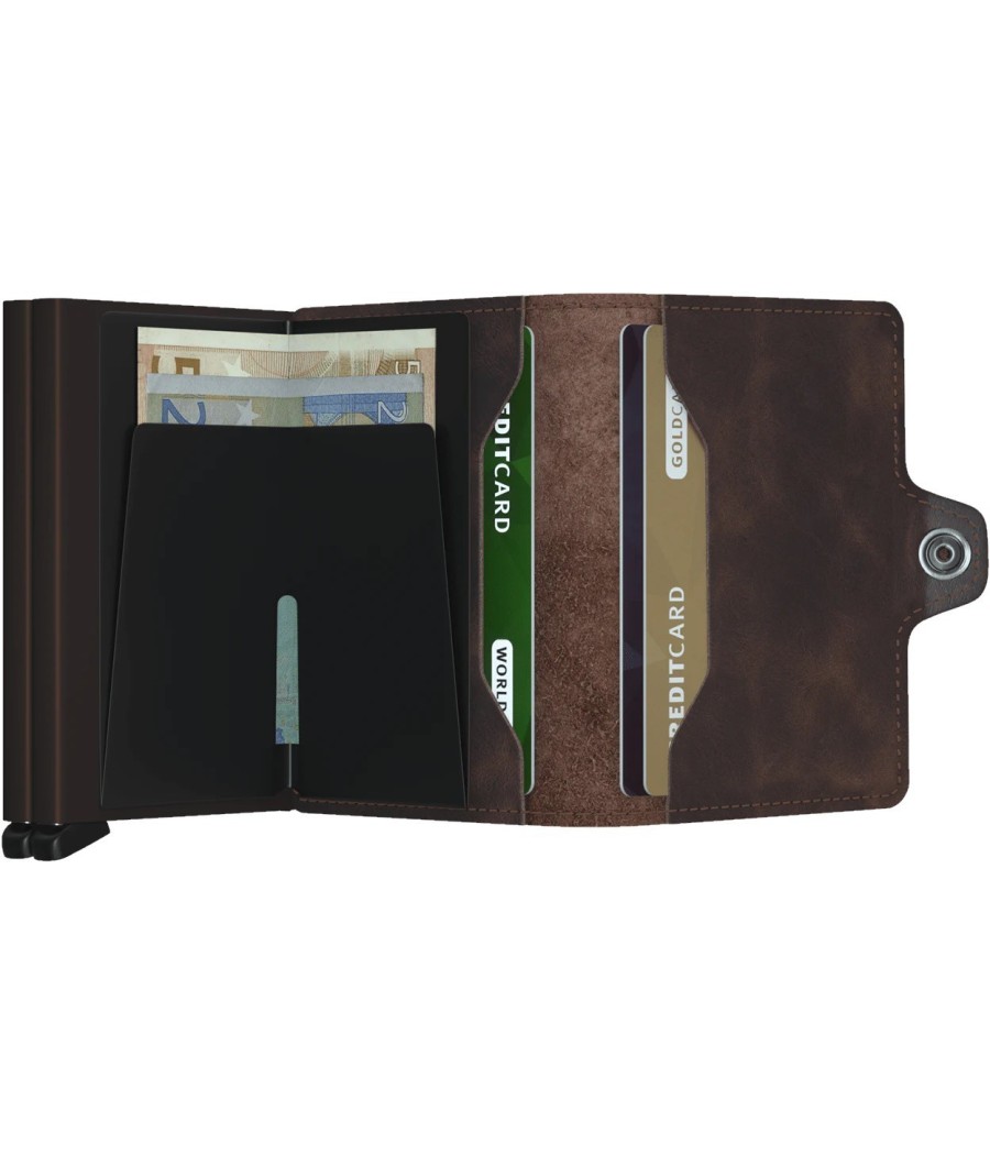 Secrid Twinwallet Vintage Chocolate με διπλό Cardprotector και RFID προστασία σε δερμάτινη σοκολατί απόχρωση