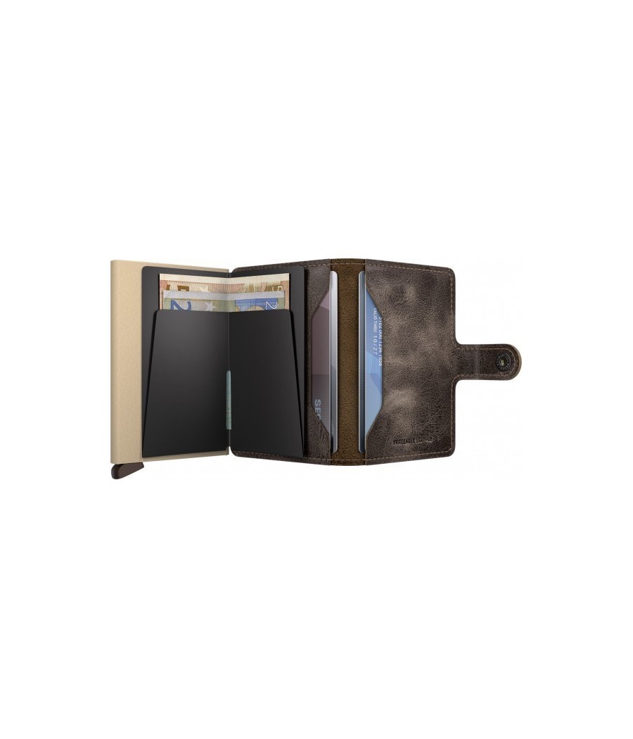 Secrid Miniwallet Vintage Traceable Clay leather wallet with RFID protection and aluminum Cardprotector