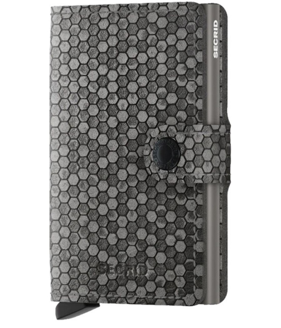 Secrid Miniwallet Hexagon Grey με εξαγωνική υφή, γκρι Cardprotector και RFID προστασία