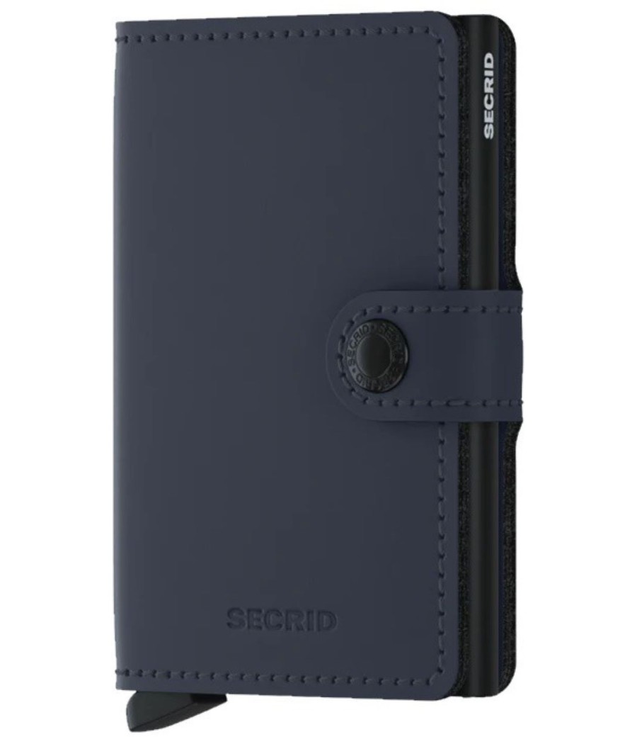 Secrid Miniwallet Matte Nightblue με ματ μπλε δέρμα, μαύρο Cardprotector και RFID προστασία
