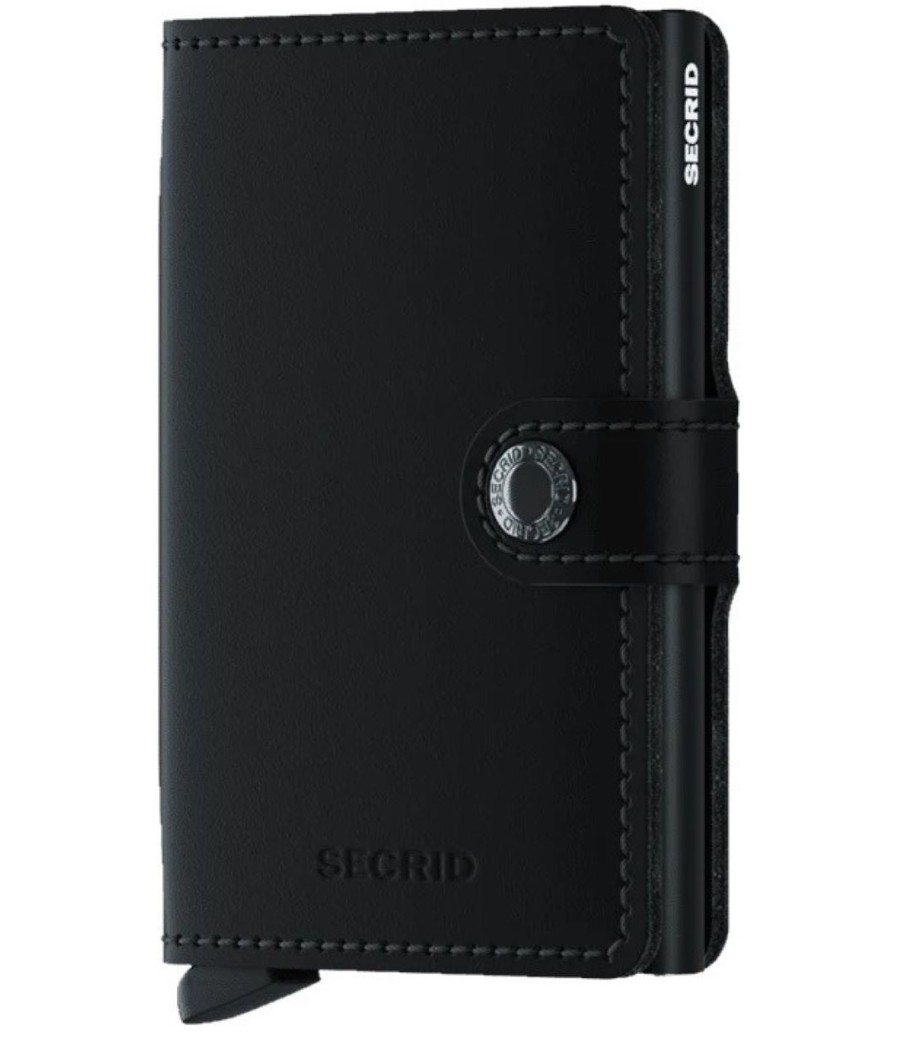 Secrid Miniwallet Matte Black with matte leather, black Cardprotector, and RFID protection