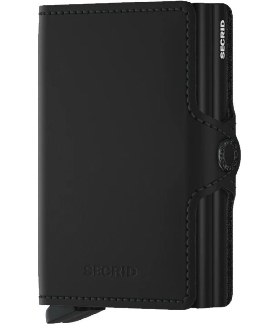 Secrid Twinwallet Matte Black με διπλό Cardprotector και RFID προστασία σε ματ μαύρο δέρμα