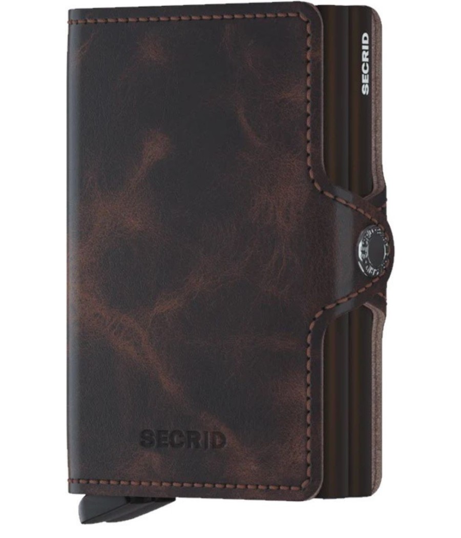 Secrid Twinwallet Vintage Chocolate με διπλό Cardprotector και RFID προστασία σε δερμάτινη σοκολατί απόχρωση