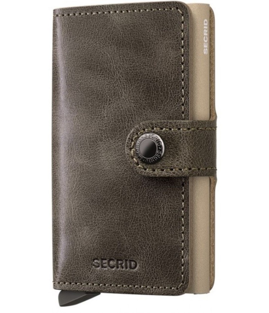 Secrid Miniwallet Vintage Traceable Clay leather wallet with RFID protection and aluminum Cardprotector