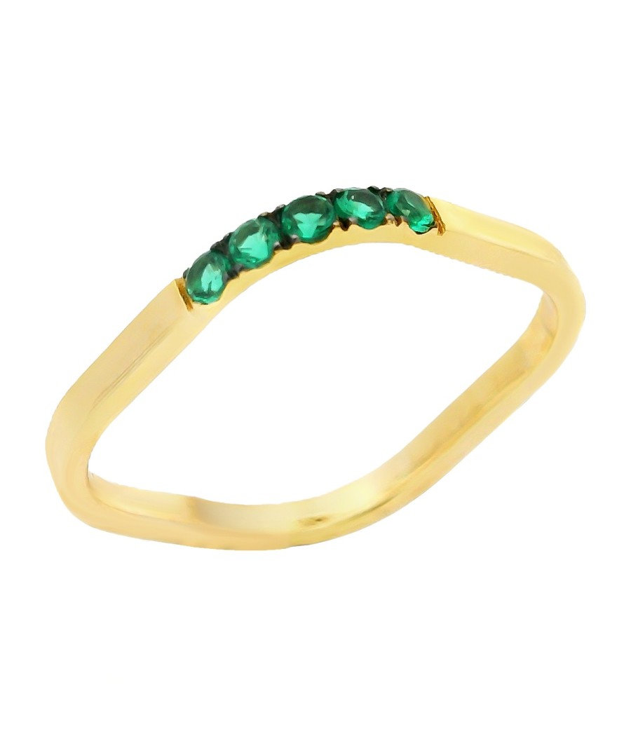 14K Gold Square Ring with Green Zircon Stones