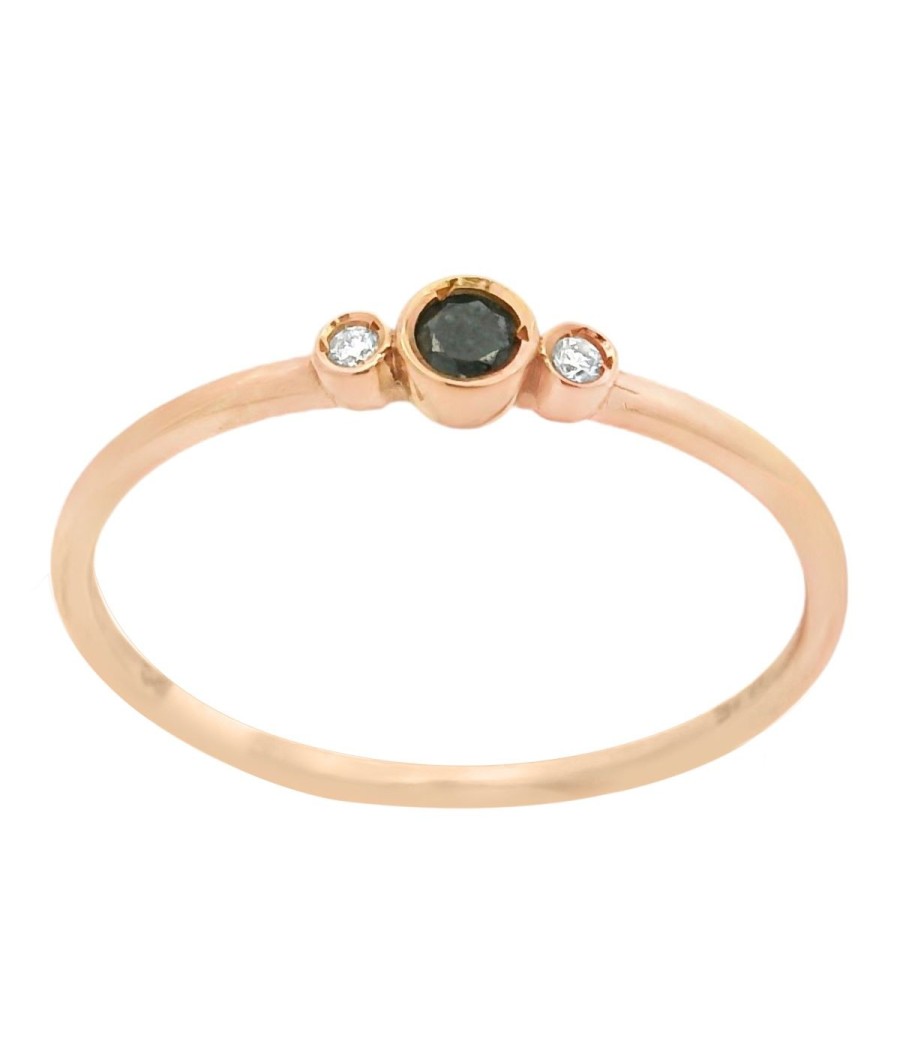 Ring in rose gold K14 with natural diamonds