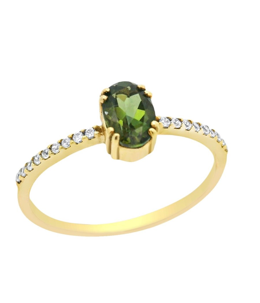 Ring in K14 gold with natural tourmaline