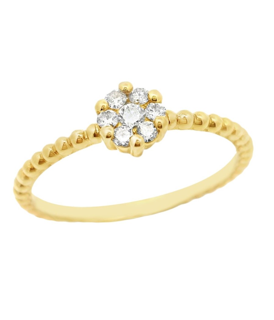 18K gold ring with 7 diamonds 0.14ct H VS1 excellent