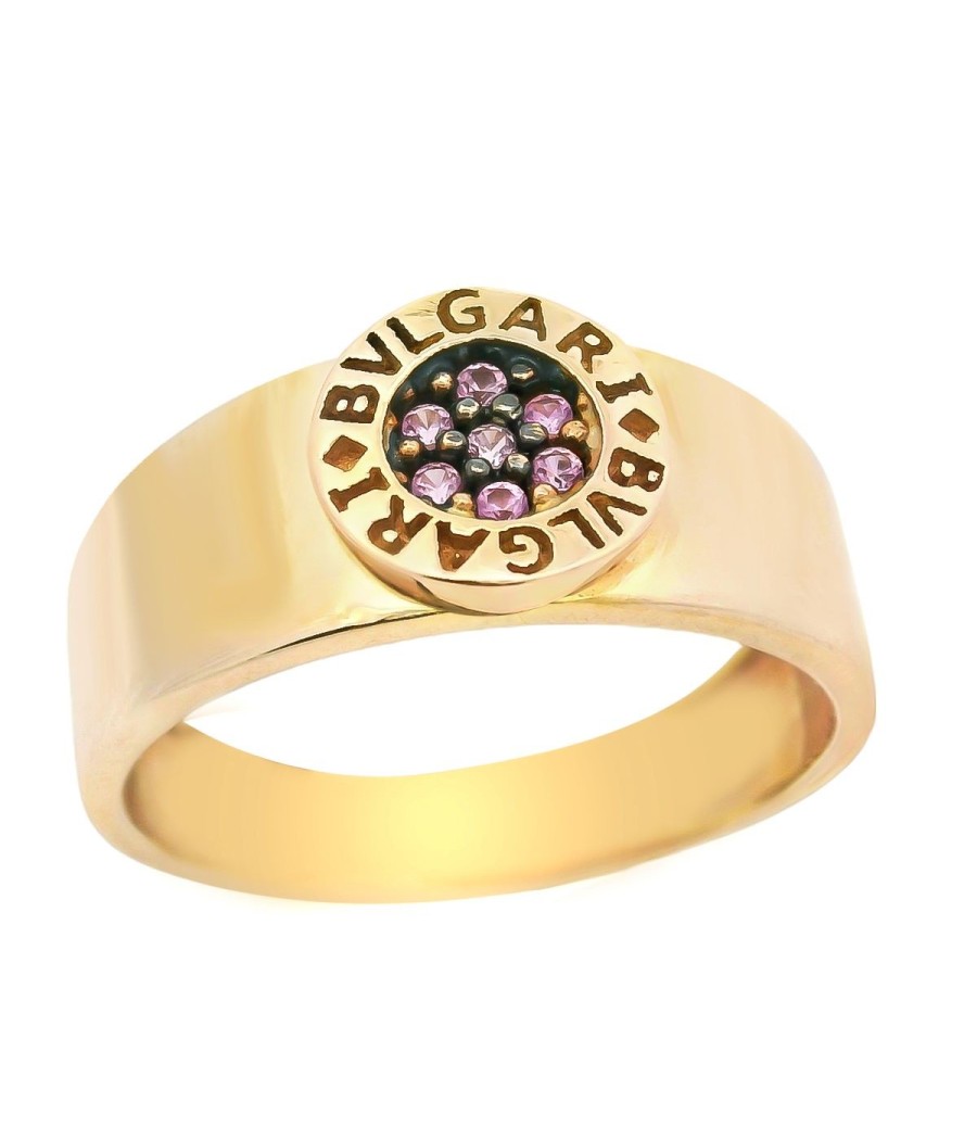 9K rose gold ring with amethyst zirconia stones