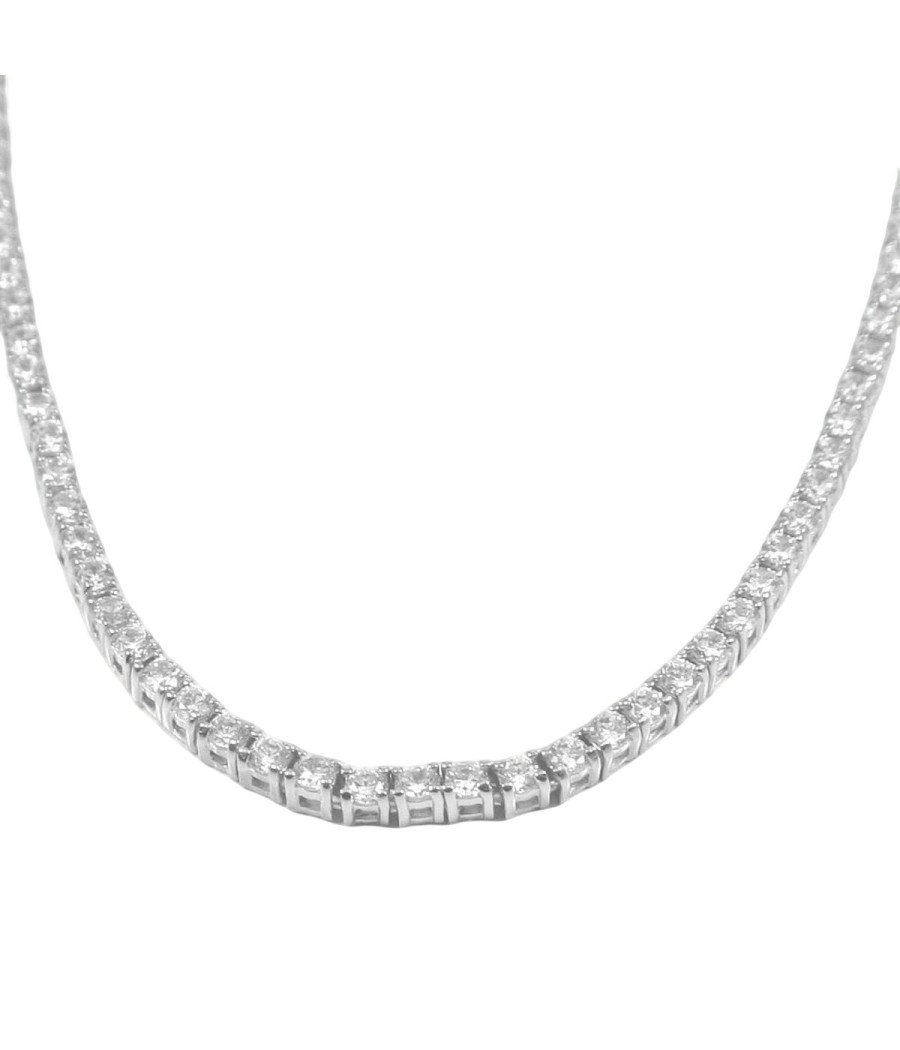 Tennis necklace made of 925 silver with natural zircons in white color. Necklace length 42 centimeters and width 2 millimeters.