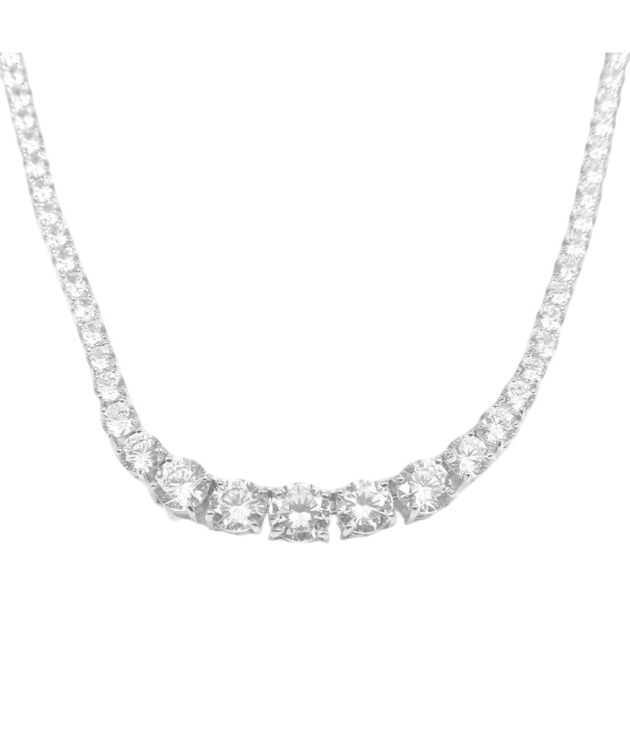 Tennis Necklace in 925 Silver with White Zircons