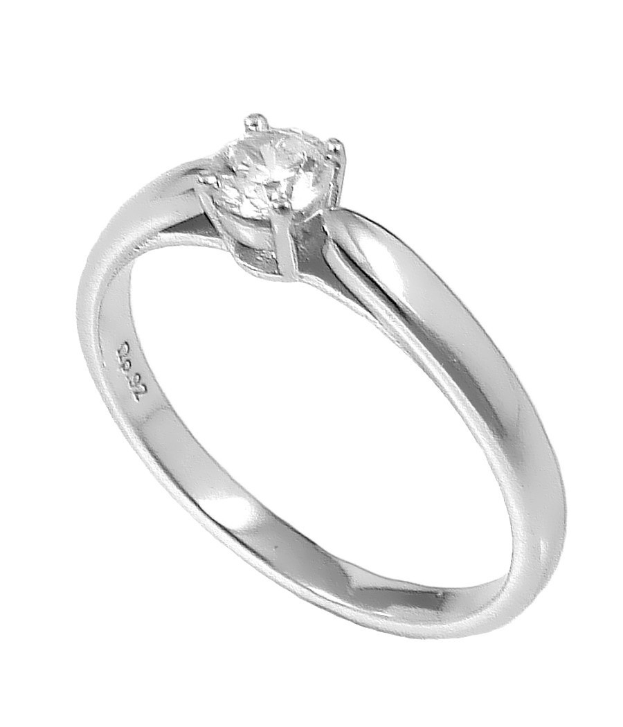 14K White Gold Solitaire Ring with White Zircon