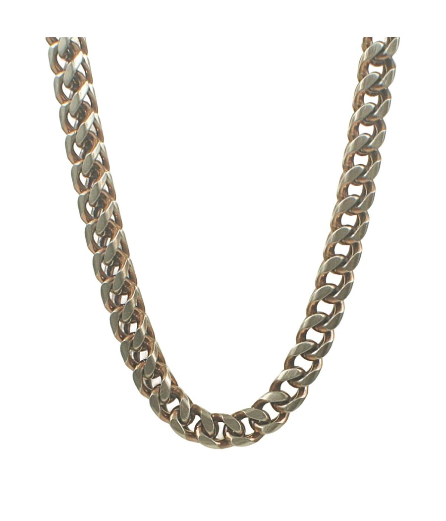 Men's chain necklace made of stainless steel in bronze and silver color. Chain length 60 centimeters.