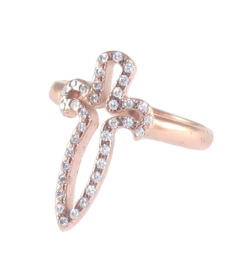 Silver ring with sword design with rose gold plating