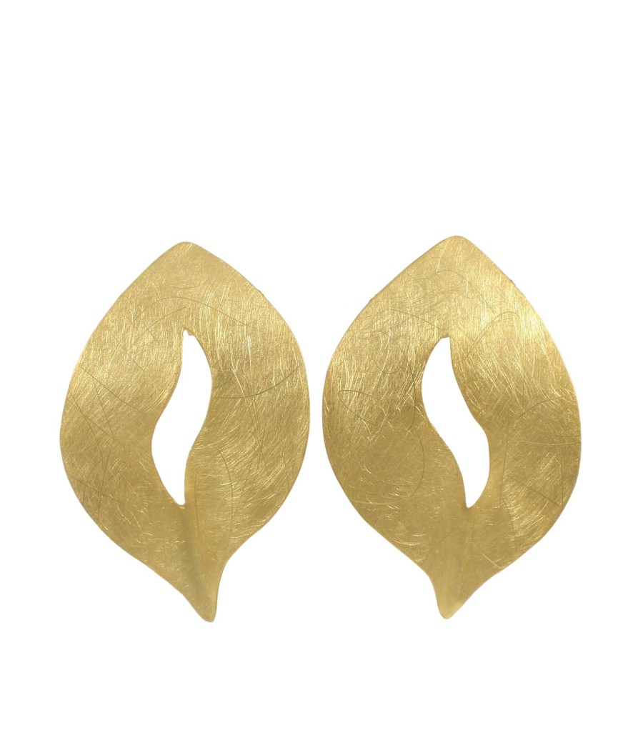 Handmade Leaf Earrings in Gold-Plated 925 Silver