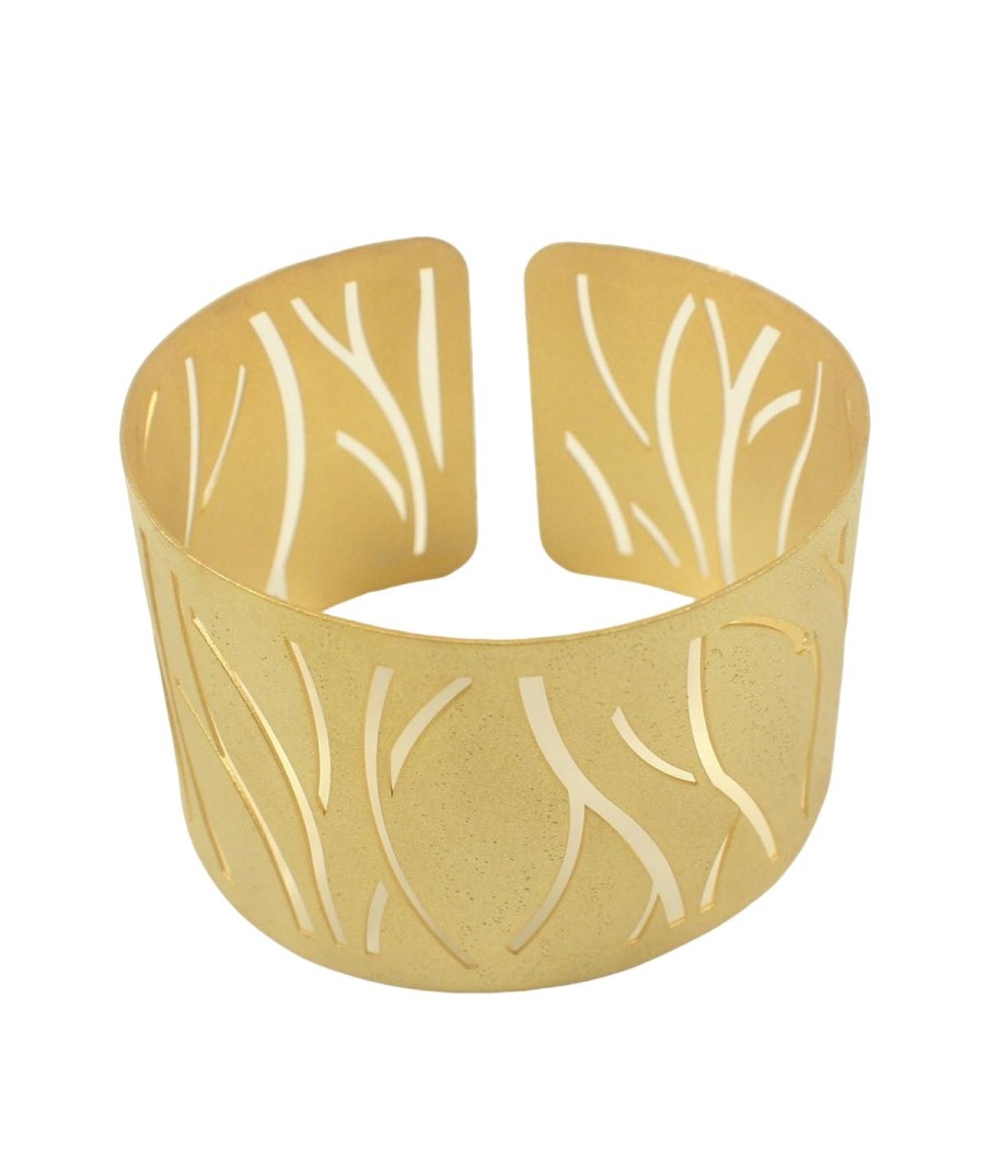 925 Sterling Silver Gold Plated Bracelet with Leaf Pattern – Statement Jewelry with Style