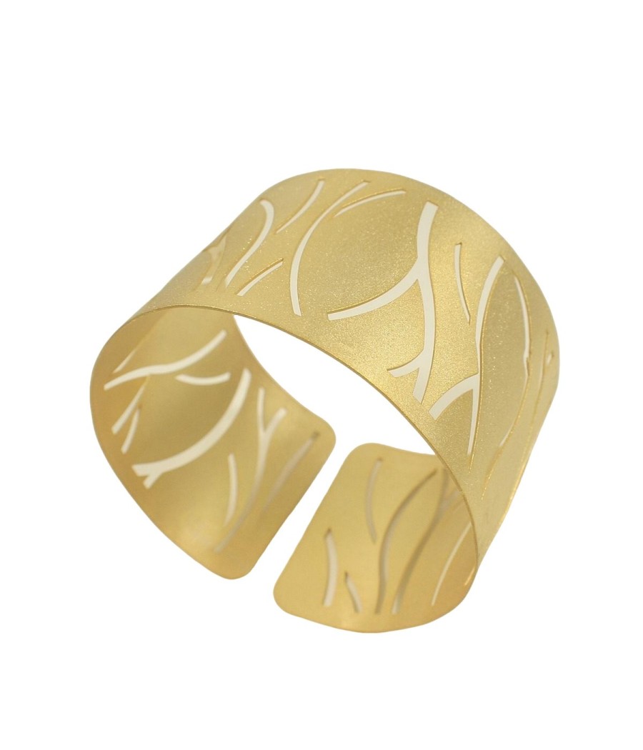 925 Sterling Silver Gold Plated Bracelet with Leaf Pattern – Statement Jewelry with Style