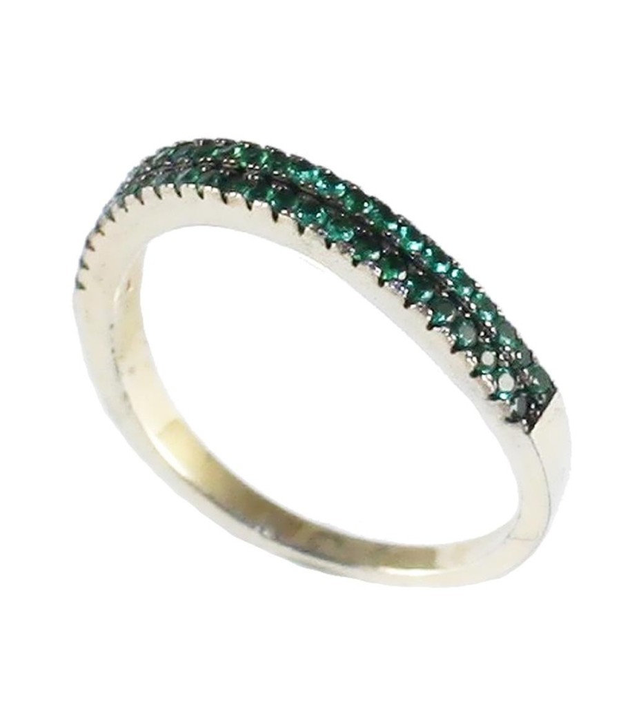 Silver Ring with Green Zircons | Elegant Misovero