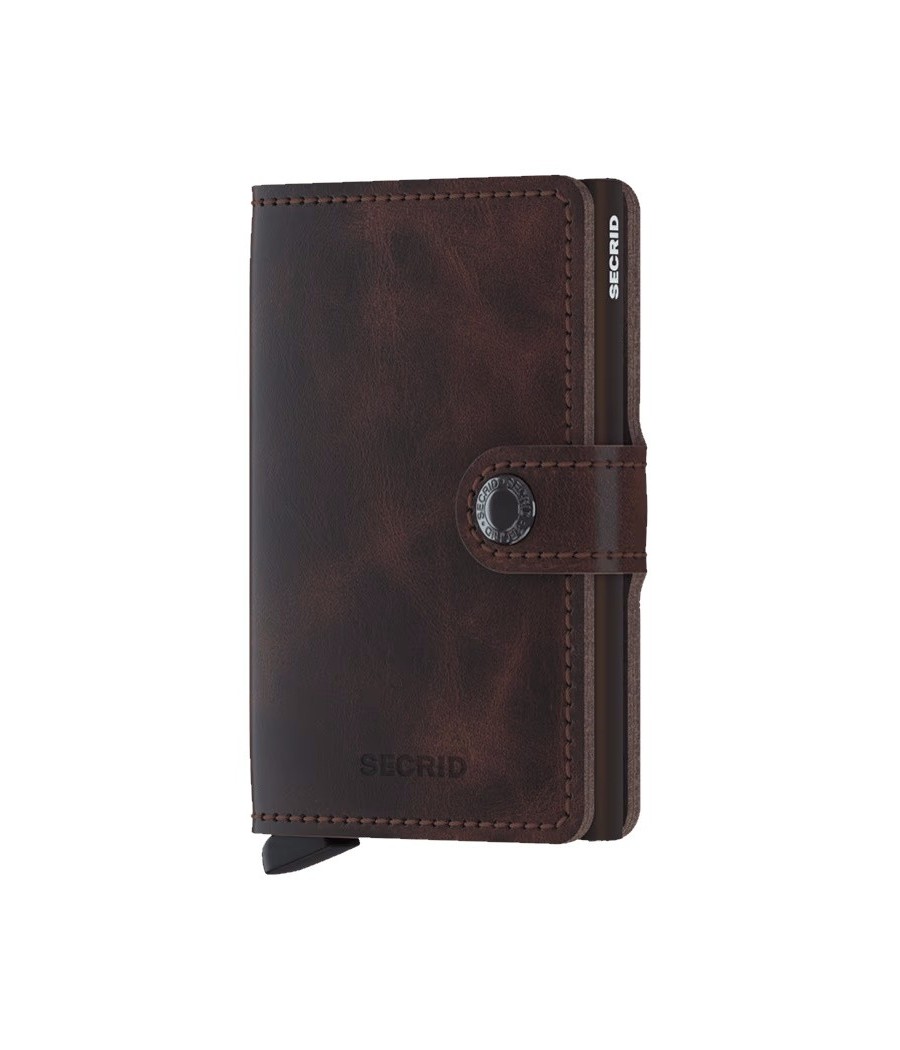Secrid Miniwallet Vintage Chocolate με δερμάτινη επένδυση και θήκη RFID για κάρτες