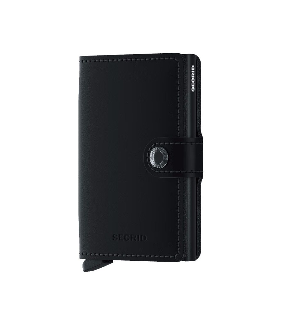 Secrid Miniwallet Matte Black – Δερμάτινο πορτοφόλι με προστασία RFID και θήκη καρτών από αλουμίνιο