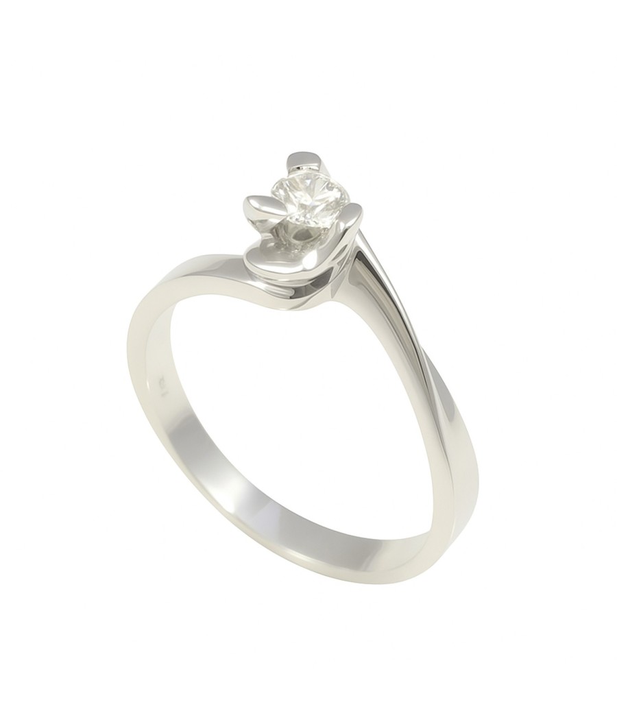 18K white gold solitaire ring with 0.19ct VS2 F natural diamond