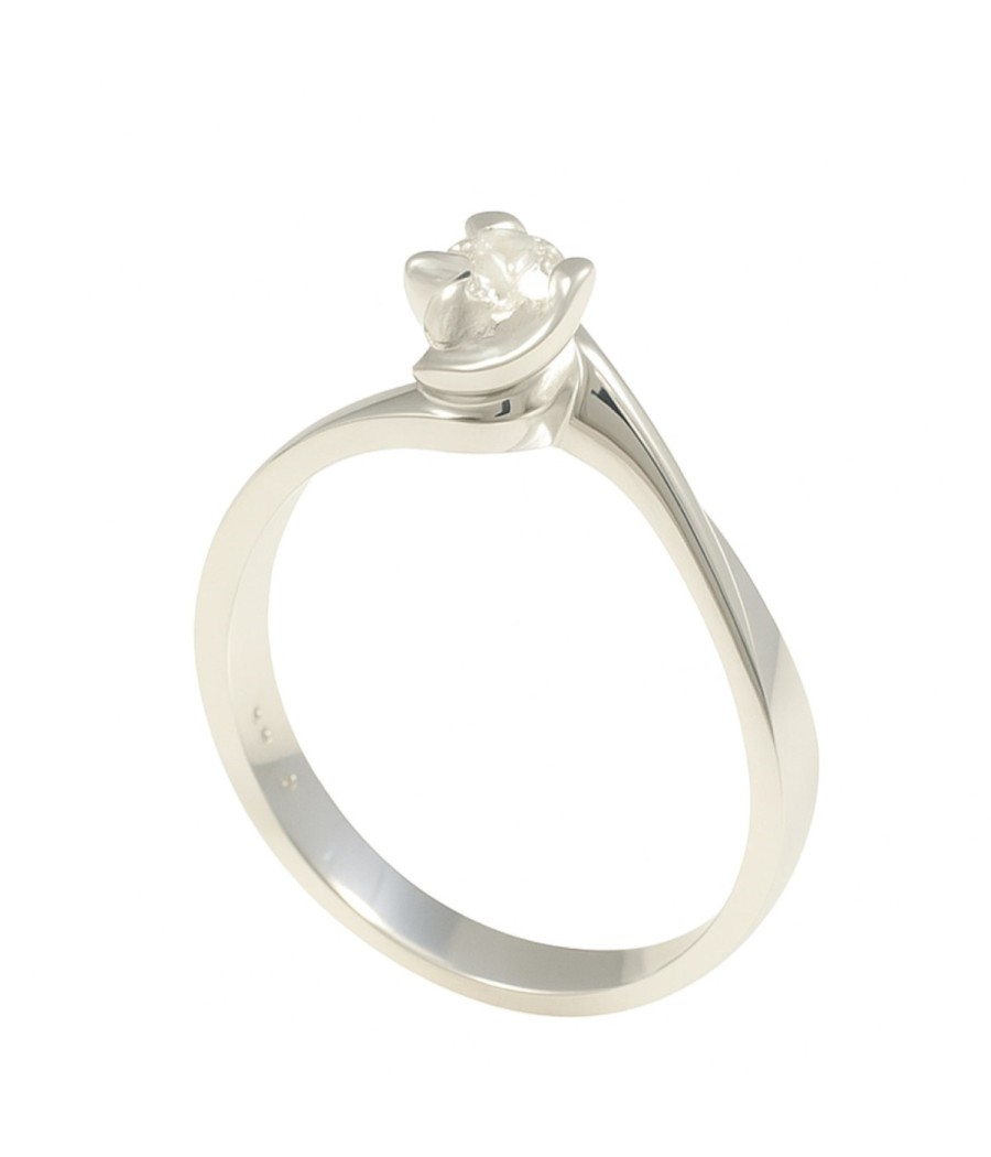 18K white gold solitaire ring with 0.19ct VS2 F natural diamond
