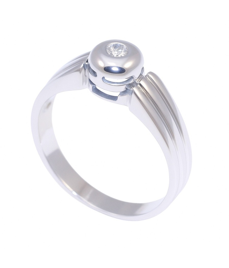 18K white gold solitaire ring with natural diamond 0.07ct – Size 61