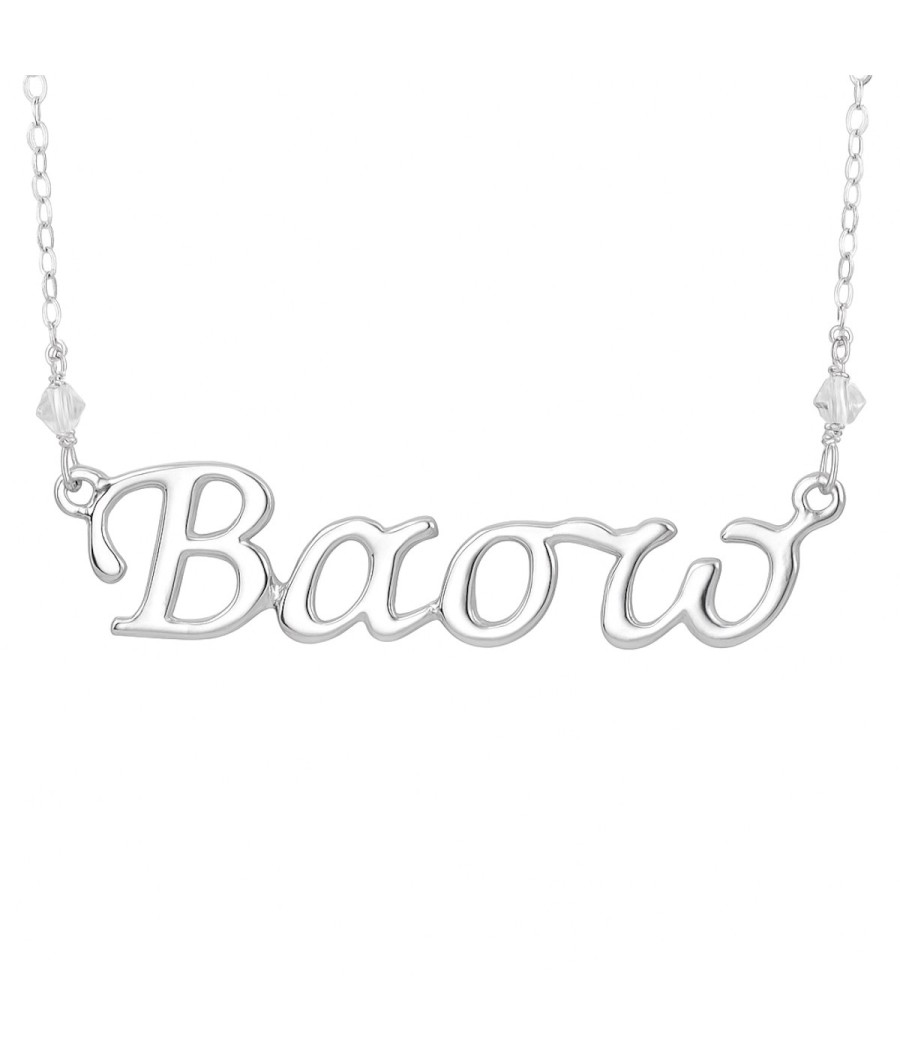 Personalized silver necklace with the name Vasso and Swarovski crystals