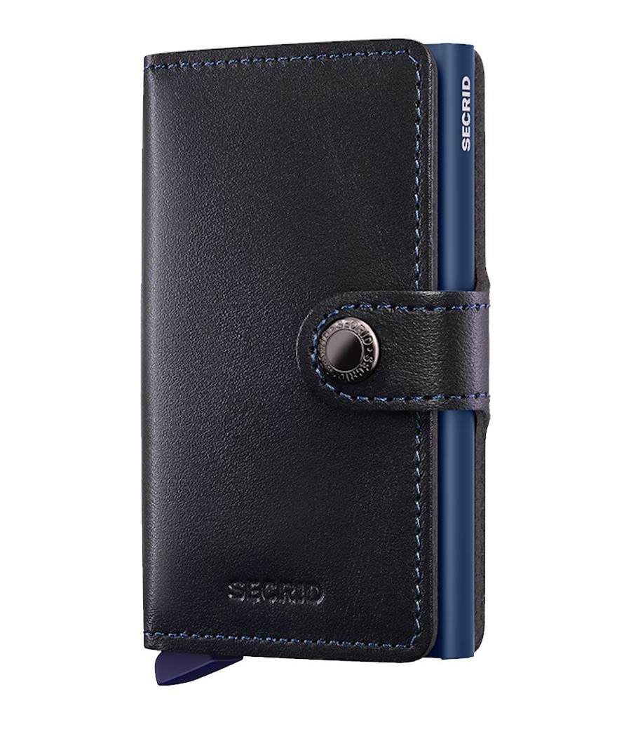 Secrid Miniwallet Original Black-Navy δερμάτινο πορτοφόλι με προστασία RFID και μηχανισμό ανάδυσης καρτών