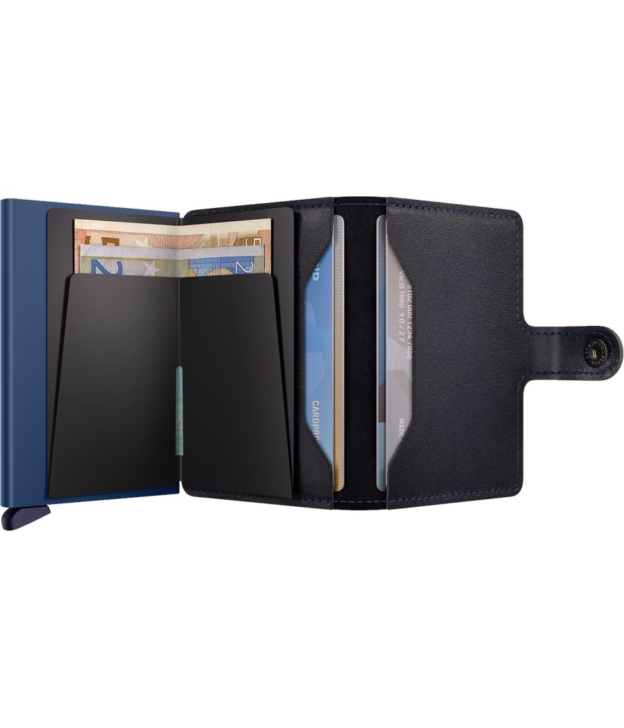 Secrid Miniwallet Original Black-Navy leather RFID wallet with card ejection system