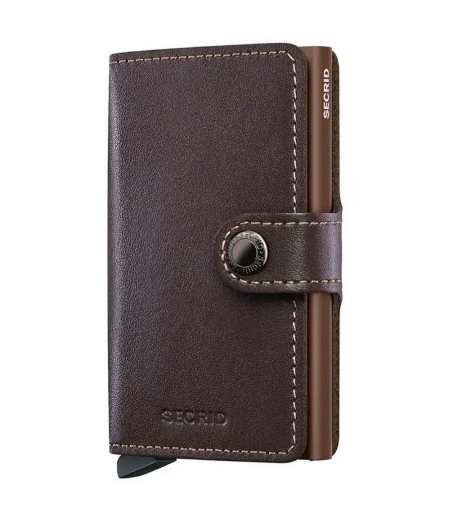 Secrid Miniwallet Original Chocolate with RFID protection and premium brown leather