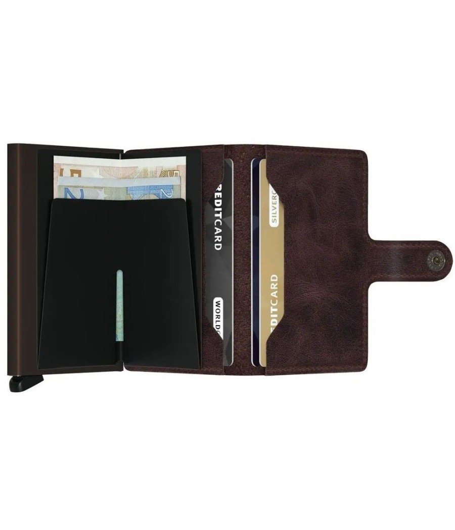 Secrid Miniwallet Original Chocolate with RFID protection and premium brown leather