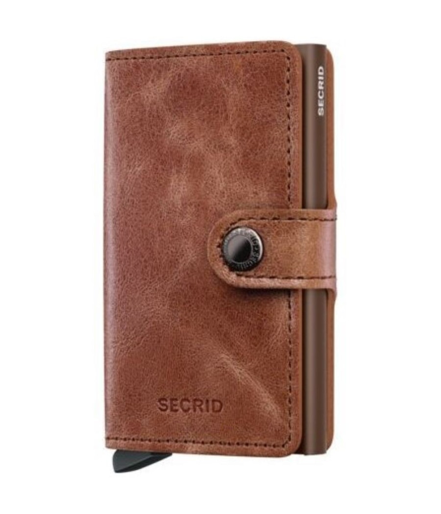 Secrid Miniwallet Vintage Cognac-Brown με προστασία RFID και δερμάτινη επένδυση
