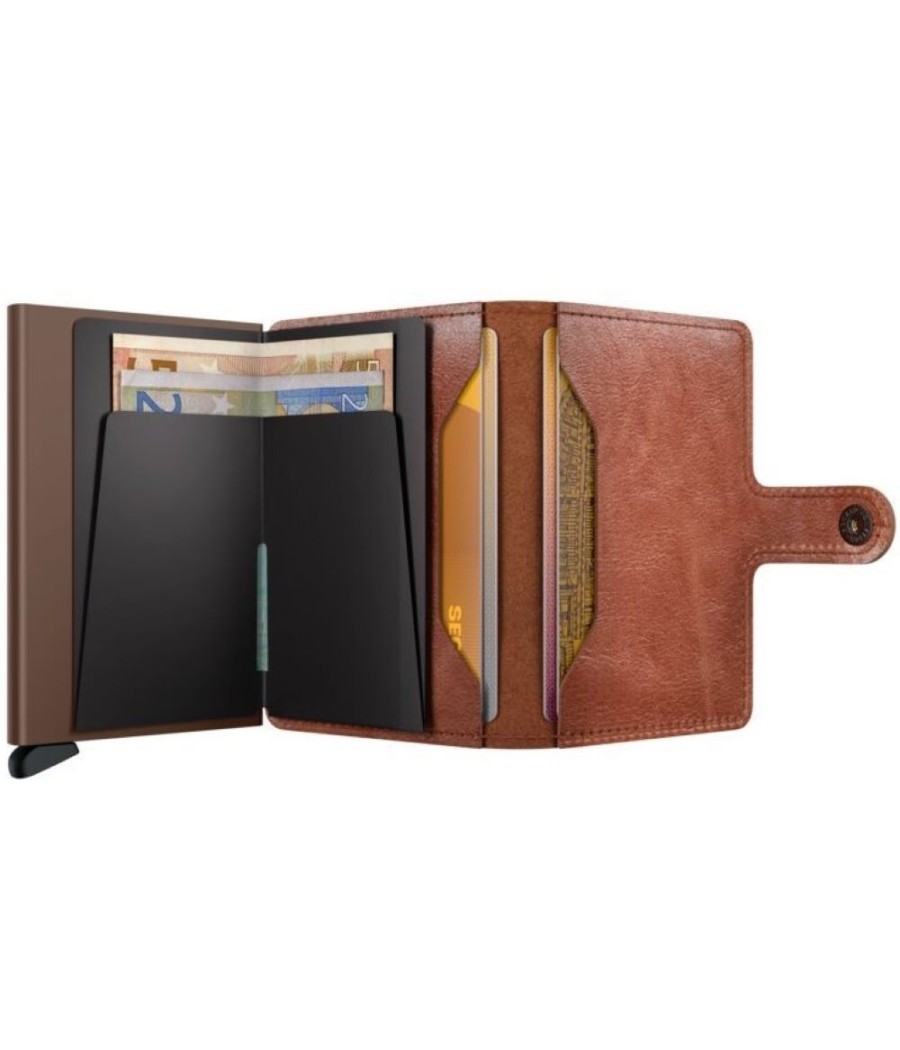 Secrid Miniwallet Vintage Cognac-Brown με προστασία RFID και δερμάτινη επένδυση